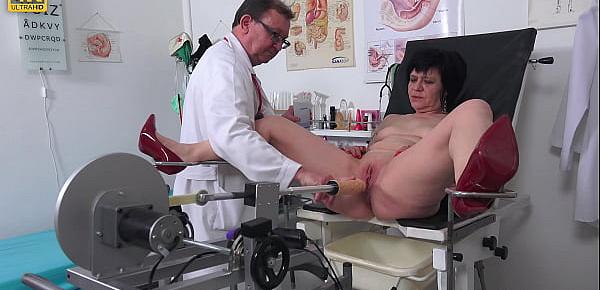  Czech grandma Charlie made to cum by freaky doctor on her gyno exam